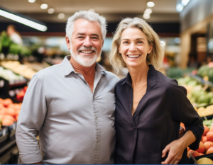 happy couple in the super market