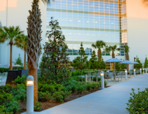 A business park walkway