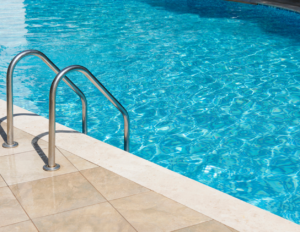 Close up image of a community pool. 